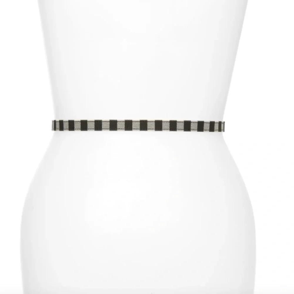 NWT $148 Tory Burch Gingham Skinny Logo Belt in sizes Small and Medium!